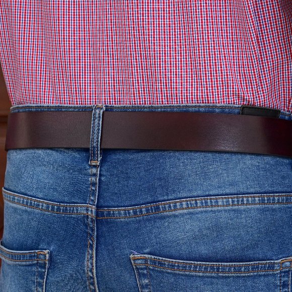 Men's Leather Belt - Antique  Dark Maroon Handmade Belt- Free Personalization - Picture 12 of 15